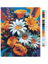 Картина по номерам &amp;quot;Разноцветный букет цветов&amp;quot;