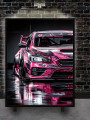 Постер на холсте &amp;quot;Аниме-дрифт на розовом спорткаре&amp;quot;