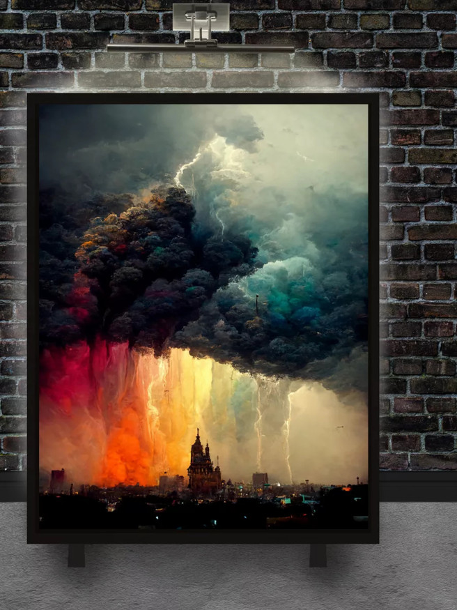Постер на холсте &amp;quot;Город под цветным штормом&amp;quot;