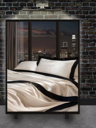 Holstga bosilgan poster "Yotoqxona oynasi ortida tungi shahar"