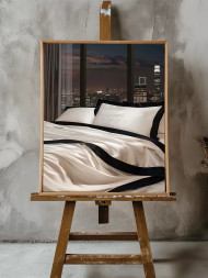 Holstga bosilgan poster "Yotoqxona oynasi ortida tungi shahar"