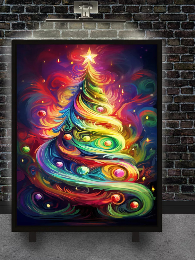Постер на холсте &amp;quot;Радужная новогодняя ёлка&amp;quot;