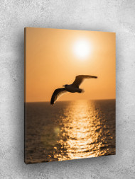 Holstga bosilgan poster &quot;Quyosh botishida chayka&quot;