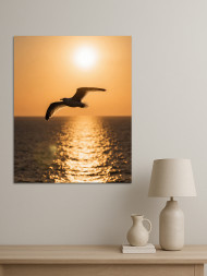 Holstga bosilgan poster &quot;Quyosh botishida chayka&quot;