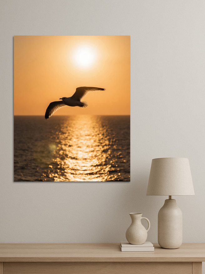 Постер на холсте &amp;quot;Чайка на закате&amp;quot;