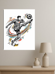 Holstga bosilgan poster "Grafik uslubdagi futbol zarbasi"