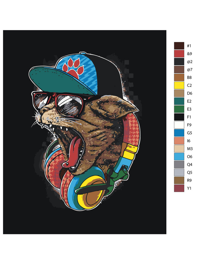 Картина по номерам &amp;quot;Котик в кепке&amp;quot;