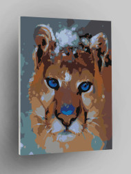 Raqamlar bo'yicha rasm "Ko'k ko'zli sher"