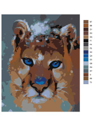 Raqamlar bo'yicha rasm "Ko'k ko'zli sher"