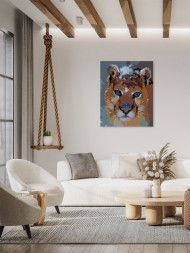 Raqamlar bo'yicha rasm "Ko'k ko'zli sher"