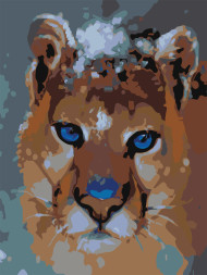 Raqamlar bo'yicha rasm "Ko'k ko'zli sher"