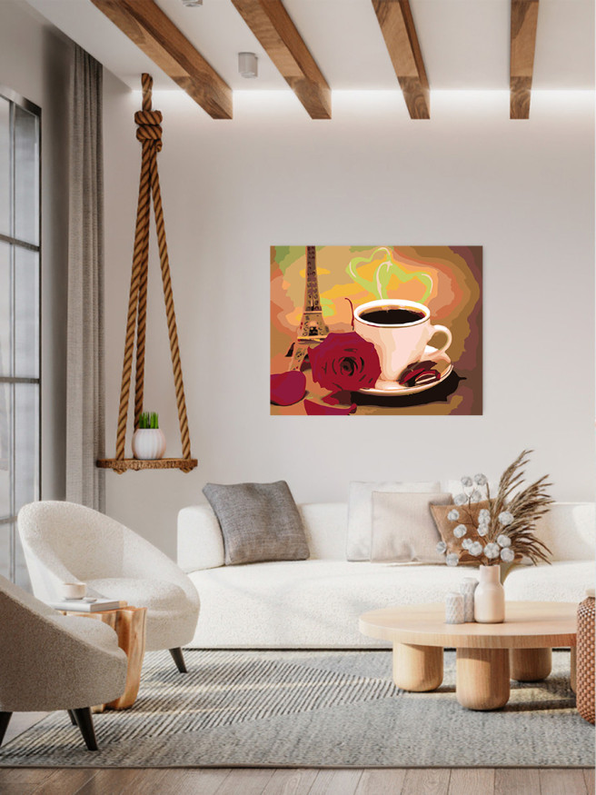 Картина по номерам &amp;quot;Чашка кофе с розой&amp;quot;
