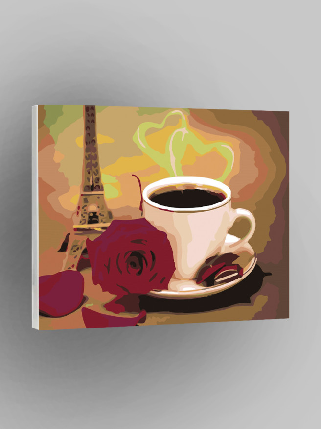 Картина по номерам &amp;quot;Чашка кофе с розой&amp;quot;