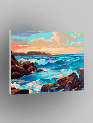 Картина по номерам &amp;quot;Волны бьются о скалы&amp;quot;