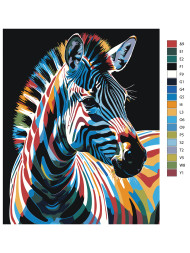 Raqamlar bo&#039;yicha rasm &quot;Rangli zebra&quot;