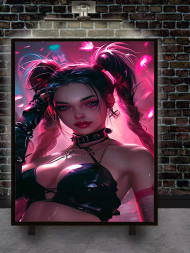 Holstga bosilgan poster &quot;Neonli isyonkor qiz&quot;