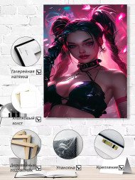 Holstga bosilgan poster &quot;Neonli isyonkor qiz&quot;