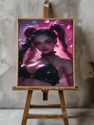 Holstga bosilgan poster &quot;Neonli isyonkor qiz&quot;