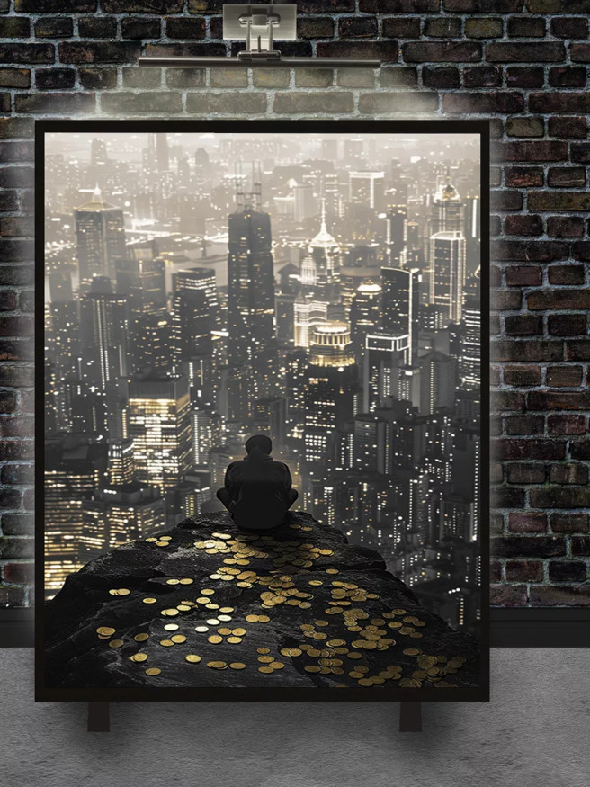 Постер на холсте &amp;quot;Монеты и одиночество над городом&amp;quot;