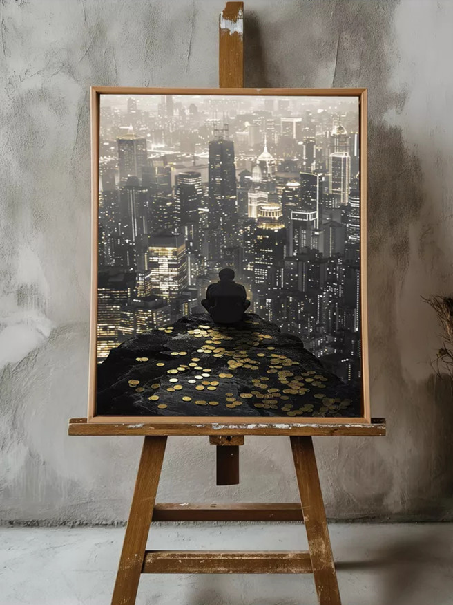 Постер на холсте &amp;quot;Монеты и одиночество над городом&amp;quot;