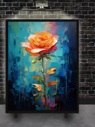Постер на холсте &amp;quot;Огненная роза на фоне цвета&amp;quot;