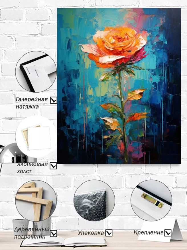 Holstga bosilgan poster &amp;quot;Rangli fonli olov gul&amp;quot;