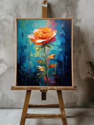 Постер на холсте &amp;quot;Огненная роза на фоне цвета&amp;quot;