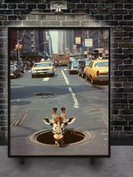 Постер на холсте &amp;quot;Жираф в большом городе&amp;quot;