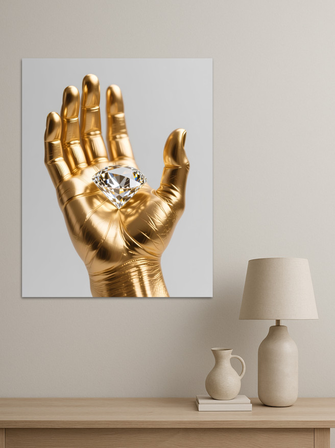 Holstga bosilgan poster &amp;quot;Olmos tutgan oltin qo‘l&amp;quot;