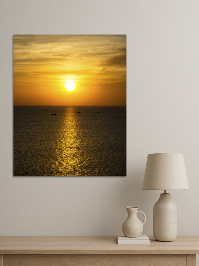 Постер на холсте &amp;quot;Золотой закат над морем&amp;quot;