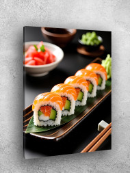 Holstga bosilgan poster &quot;Losos va avokadoli sushi&quot;