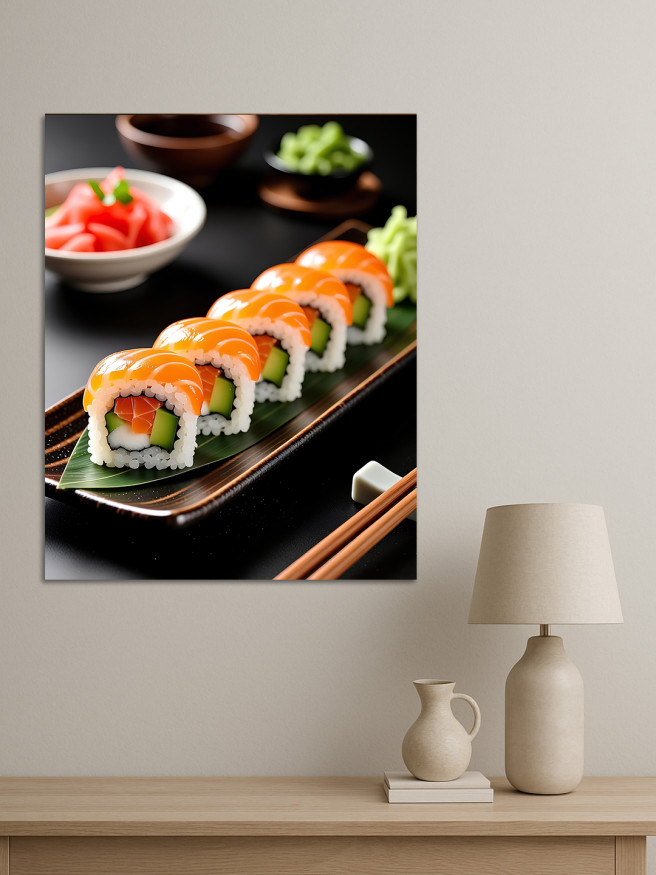 Holstga bosilgan poster &amp;quot;Losos va avokadoli sushi&amp;quot;