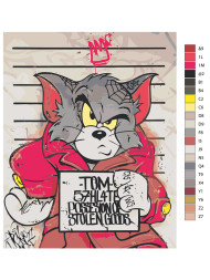 Fluorescent raqamlar bo'yicha rasm "Mushuk Tom"