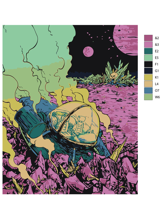 Картина по номерам &amp;quot;Крушение летающей тарелки&amp;quot;
