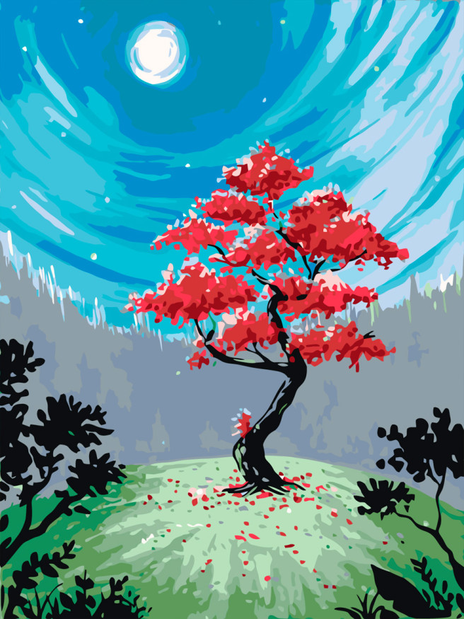 Raqamlar bo&amp;#039;yicha rasm &amp;quot;Qizil daraxt&amp;quot;