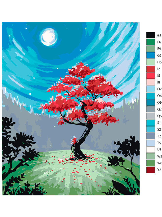 Raqamlar bo&amp;#039;yicha rasm &amp;quot;Qizil daraxt&amp;quot;