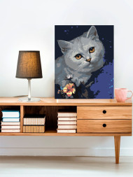 Картина по номерам &amp;quot;Кошка с цветами&amp;quot;