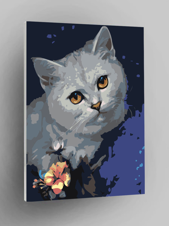 Картина по номерам &amp;quot;Кошка с цветами&amp;quot;