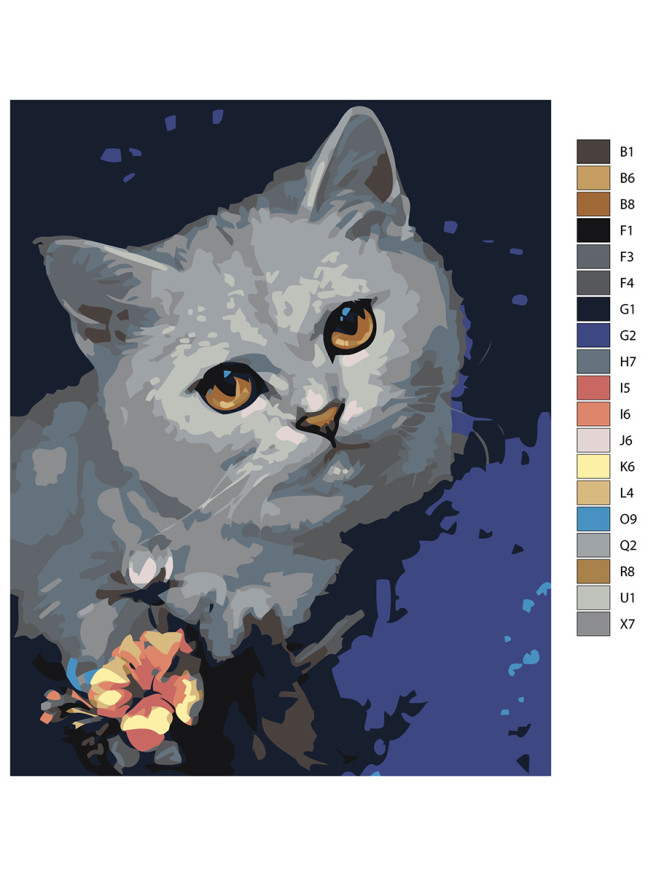 Картина по номерам &amp;quot;Кошка с цветами&amp;quot;