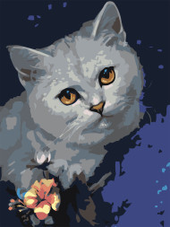 Картина по номерам &amp;quot;Кошка с цветами&amp;quot;