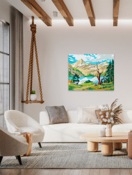 Raqamlar bo&#039;yicha rasm &quot;Tog&#039; va ko&#039;l&quot;