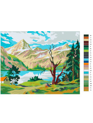 Raqamlar bo&#039;yicha rasm &quot;Tog&#039; va ko&#039;l&quot;