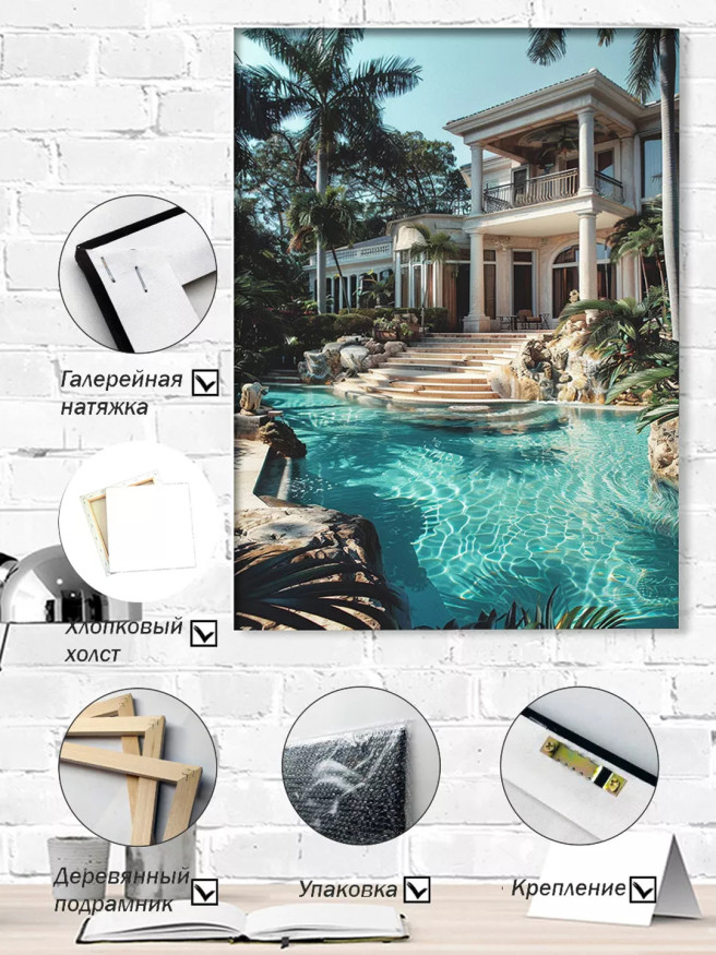 Постер на холсте &amp;quot;Вилла у лазурного бассейна&amp;quot;