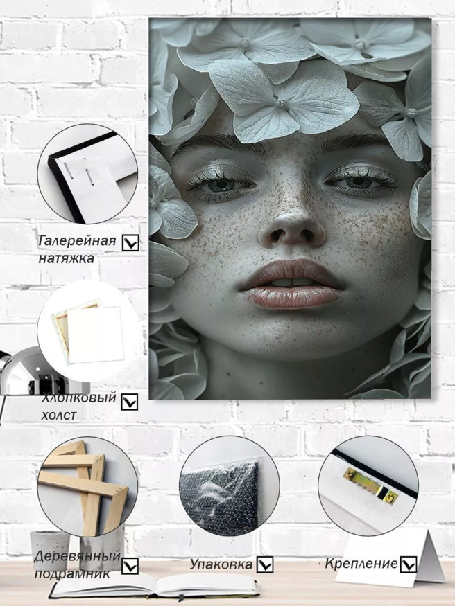 Постер на холсте &amp;quot;Цветочная тишина лица&amp;quot;