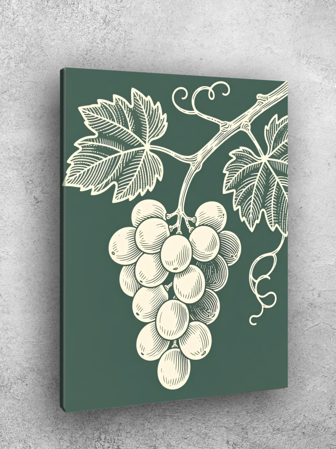 Постер на холсте &amp;quot;Виноградная гроздь в графике&amp;quot;