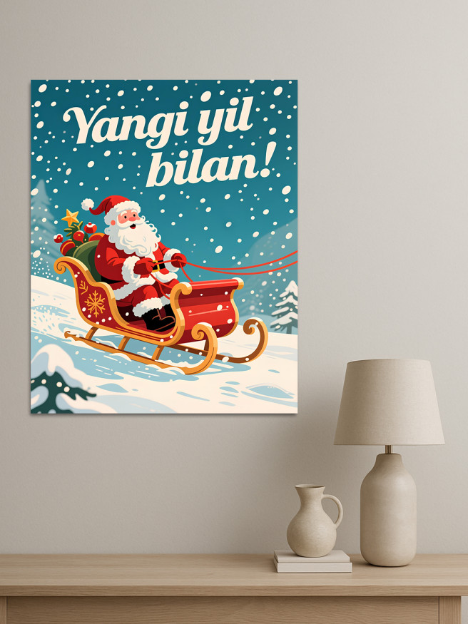 Постер на холсте &amp;quot;Санта на санях&amp;quot;