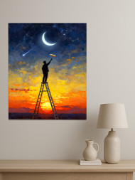 Постер на холсте &amp;quot;Человек на лестнице к звёздам&amp;quot; 