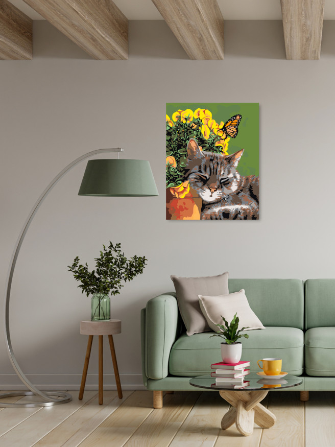 Raqamlar bo&amp;#039;yicha rasm &amp;quot;Uxlayotgan mushuk va kapalak&amp;quot;