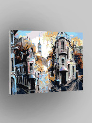 Картина по номерам &amp;quot;Улицы  с рельсами&amp;quot;