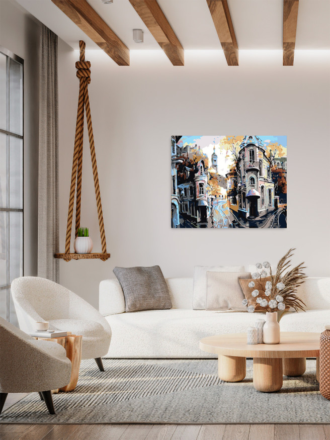 Картина по номерам &amp;quot;Улицы  с рельсами&amp;quot;